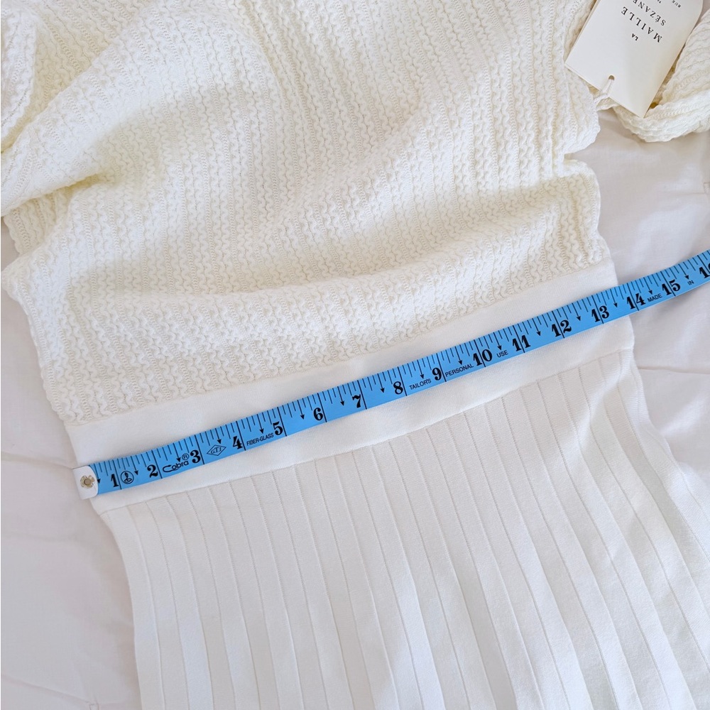 Sezane Cream Ribbed Midi Dress - Picture 8 of 11